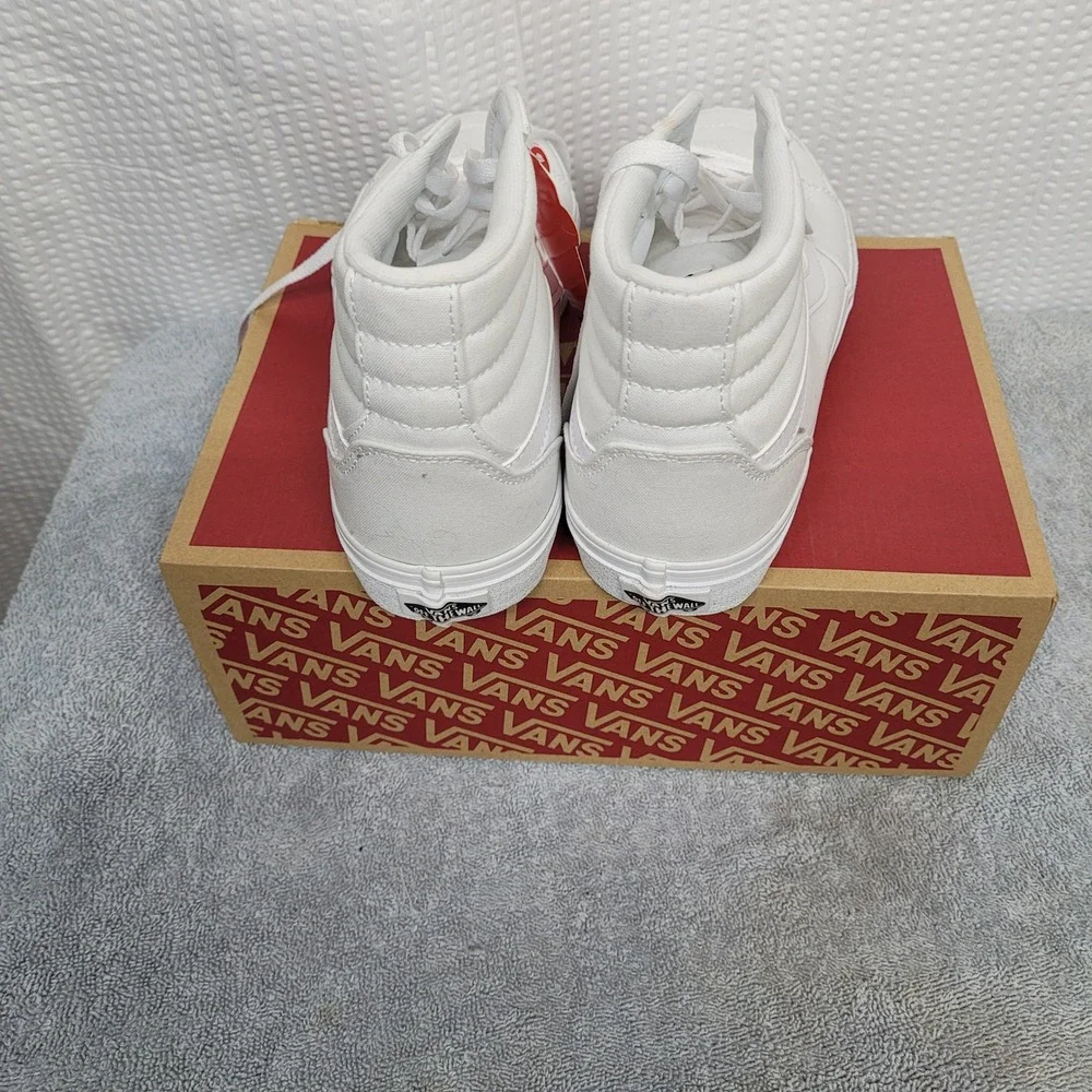 Vans Sk8-Hi High Top Sneakers White Canvas Suede Shoes Womens 10‎ 721356